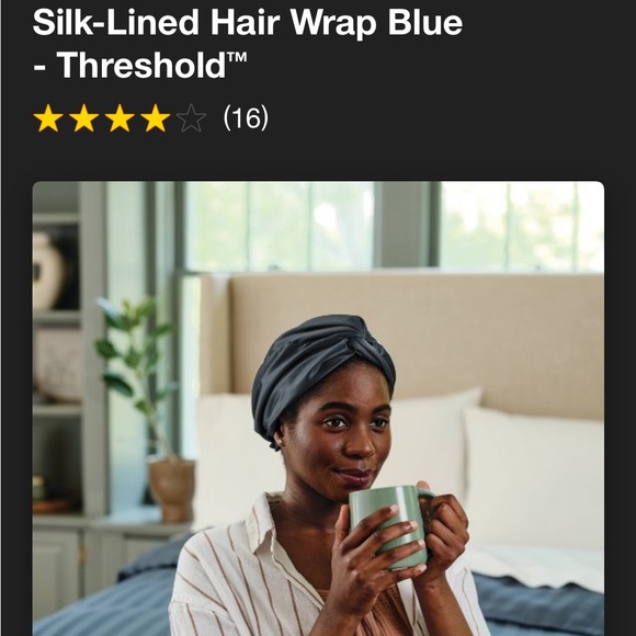 Silk-Lined Hair Wrap Blue - Threshold - Open Box - Picture 2 of 3